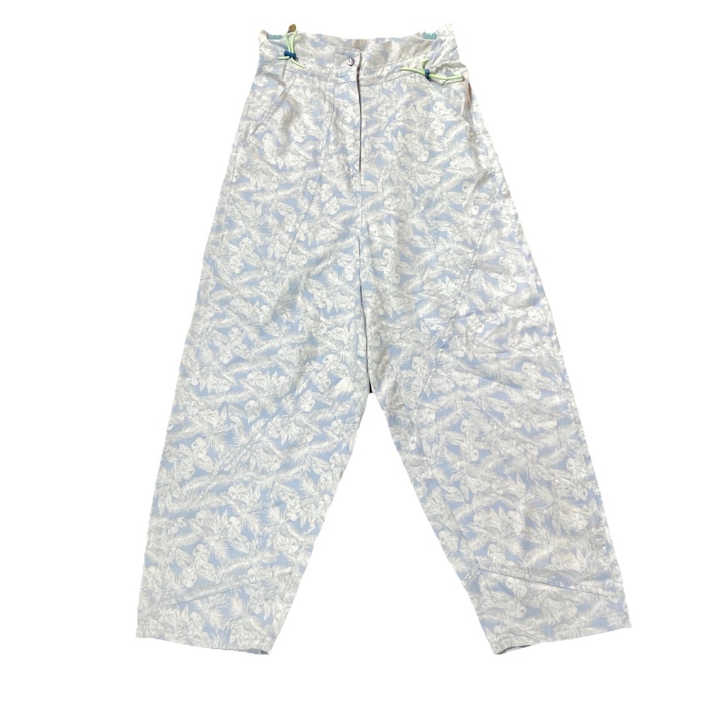 Free People Movement Leaf Print Point Break Hi Rise Paperbag Pant Blue Sz XS